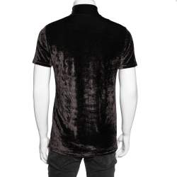 Pre Owned Dior Brown Velvet Dior Embroidered Short Sleeve T-Shirt S