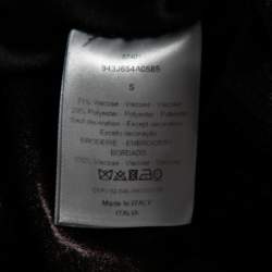 Pre Owned Dior Brown Velvet Dior Embroidered Short Sleeve T-Shirt S