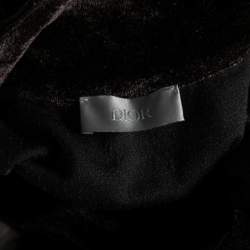 Pre Owned Dior Brown Velvet Dior Embroidered Short Sleeve T-Shirt S