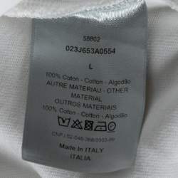 مملوكة مسبقًا Dior Homme White Cotton Built In Saddle Pocket T-Shirt L