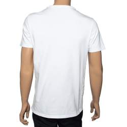مملوكة مسبقًا Dior Homme White Cotton Built In Saddle Pocket T-Shirt L