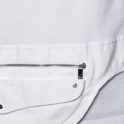 مملوكة مسبقًا Dior Homme White Cotton Built In Saddle Pocket T-Shirt L