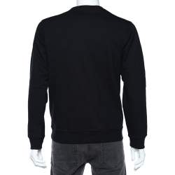 Pre Owned Dior Homme Black Floral Logo Printed Cotton Crewneck Sweatshirt XS