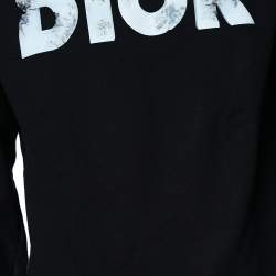 Pre Owned Dior Homme Black Floral Logo Printed Cotton Crewneck Sweatshirt XS
