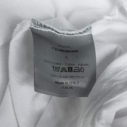 Pre Owned Dior White Cotton Bee Embroidered Short Sleeve T-Shirt L