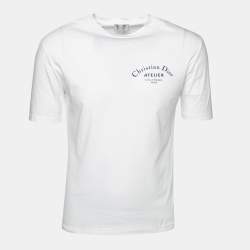 Dior White Cotton Logo Printed Crew Neck T-Shirt XS