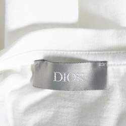 Dior White Cotton Logo Printed Crew Neck T-Shirt XS