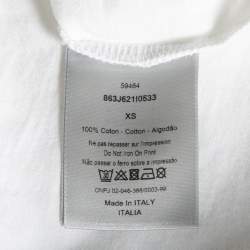 Dior White Cotton Logo Printed Crew Neck T-Shirt XS