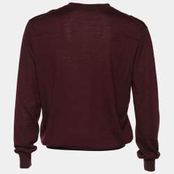 Dior Homme Burgundy Wool V-Neck Sweater XL