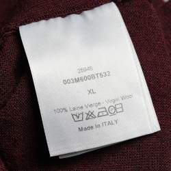 Dior Homme Burgundy Wool V-Neck Sweater XL