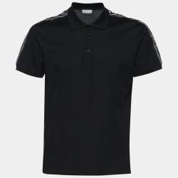 Dior Black Cotton Pique Logo Tape Trim Detailed Polo T-Shirt L