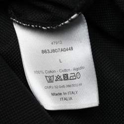Dior Black Cotton Pique Logo Tape Trim Detailed Polo T-Shirt L