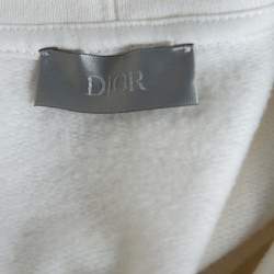 مملوكة مسبقًا Dior x Shawn Stüssy Off White Knit Bee Embroidered Hoodie L