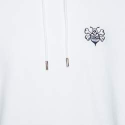 مملوكة مسبقًا Dior x Shawn Stüssy Off White Knit Bee Embroidered Hoodie L