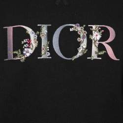 Dior Black Floral Logo Printed Cotton Crewneck Sweatshirt XS