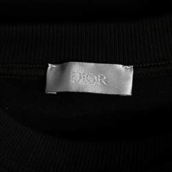 Dior Black Floral Logo Printed Cotton Crewneck Sweatshirt XS