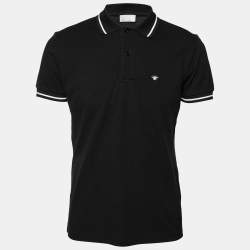 Dior Black Cotton Bee Embroidered Polo T-Shirt M
