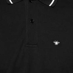 Dior Black Cotton Bee Embroidered Polo T-Shirt M