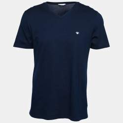 Dior Navy Blue Cotton Bee Embroidered Crew Neck T-Shirt L