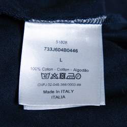 Dior Navy Blue Cotton Bee Embroidered Crew Neck T-Shirt L