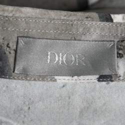 Dior X Daniel Arsham Grey Lunar Printed Crepe Short Sleeve Shirt L
