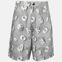 Dior X Daniel Arsham Grey Lunar Print Crepe Shorts L
