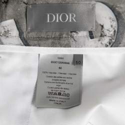 Dior X Daniel Arsham Grey Lunar Print Crepe Shorts L