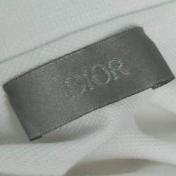 Dior White Cotton Pique Logo Embroidered Polo T-Shirt XXL