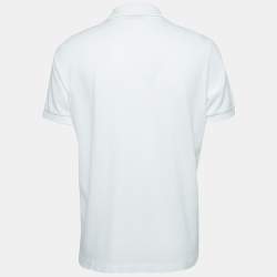 Dior White Cotton Pique Logo Embroidered Polo T-Shirt XXL