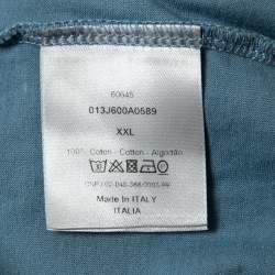 Dior Blue Cotton Logo Embroidered Short Sleeve T-Shirt XXL