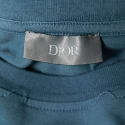 Dior Blue Cotton Logo Embroidered Short Sleeve T-Shirt XXL
