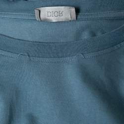 Dior Blue Cotton Logo Embroidered Short Sleeve T-Shirt XXL