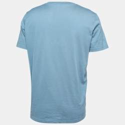 Dior Blue Cotton Logo Embroidered Short Sleeve T-Shirt XXL