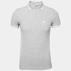 Dior Grey Cotton Pique Short Sleeve Polo T-Shirt XS