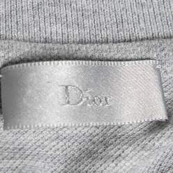 Dior Grey Cotton Pique Short Sleeve Polo T-Shirt XS