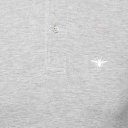 Dior Grey Cotton Pique Short Sleeve Polo T-Shirt XS