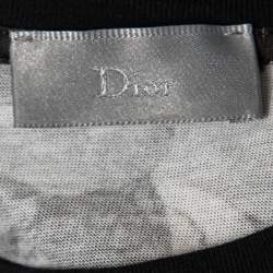 Pre Owned Dior Black Printed Cotton Crew Neck T-Shirt XS