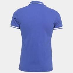 Dior Purple Cotton Pique Bee Embroidered Short Sleeve Polo T-Shirt XS