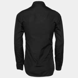 Dior Black Cotton Contrast Collar Detailed Button Front Shirt S