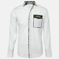 Dior White Camouflage Trimmed Cotton Pocket Detail Button Front Shirt S