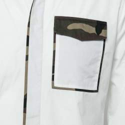 Dior White Camouflage Trimmed Cotton Pocket Detail Button Front Shirt S