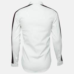 Dior White Cotton Stripe Trimmed Button Front Shirt S