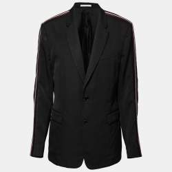 Dior Black Wool Side Striped Panel Blazer L