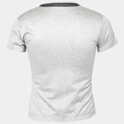 Dior Grey Cotton V-Neck Short Sleeve T-Shirt S