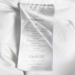 مملوكة مسبقًا قميص ديور قطن أبيض حافة مخططة أزرار أمامية مقاس متوسط (ميديوم)