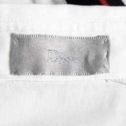 مملوكة مسبقًا قميص ديور قطن أبيض حافة مخططة أزرار أمامية مقاس متوسط (ميديوم)