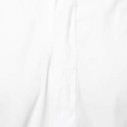 مملوكة مسبقًا قميص ديور قطن أبيض حافة مخططة أزرار أمامية مقاس متوسط (ميديوم)