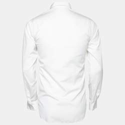 Dior White Contrast Trimmed Cotton Button Front Shirt S