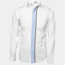 Dior White Contrast Trimmed Cotton Button Front Shirt S