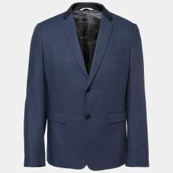 Dior Navy Blue Wool & Cotton Single Breasted Blazer M